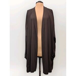 Lunya Womens Open Front Cardigan Gray Organic Pima Cotton One Size Comfot Lounge